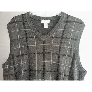 Dockers V-Neck  Knit Sweater Vest Gray Sz Men’s Large Golf Boating